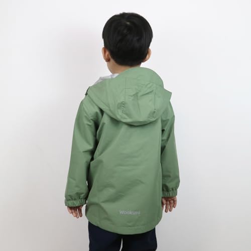 Wooksmi Kids Waterproof Rain Jacket Boys Girls 5000mm polyester Unisex Design Reflective Details