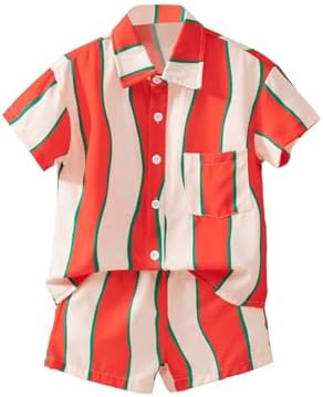 Perfect Boys 2-Piece Outfit Casual Striped Button Down Set