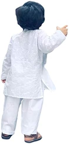 Flawnt Chikan Embroidery Cotton Kurta Set for Boys