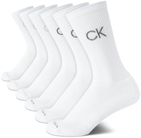 Calvin Klein Boys Crew Socks 6 Pack Stretch Comfort Mid Calf