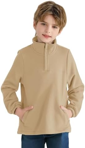 Warm Stylish Boys Fleece Mock Neck Pullover