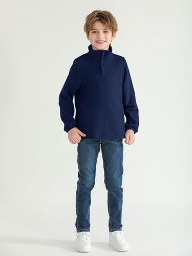 Warm Premium Boys Fleece Lined Quarter Zip Pullover 5-14 Years