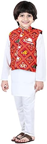 Stylish 3-Piece Ethnic Set for Kids - Boys Kurta Pyjama Jacket