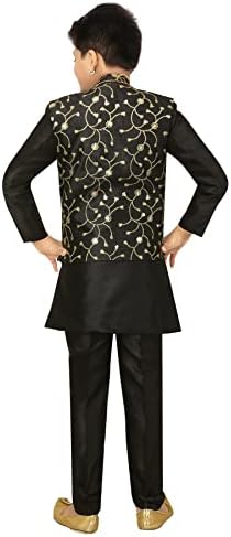 AHHAAAA Kids Ethnic Banarasi Silk Kurta and Pajama Set for Boys