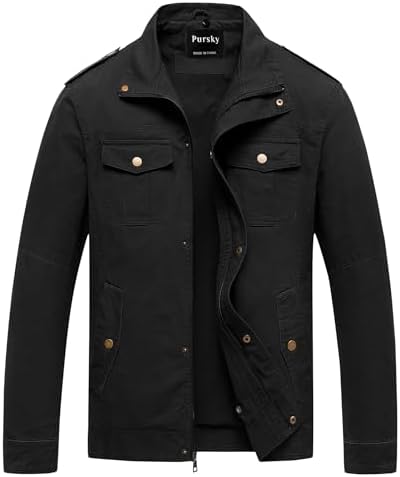 Pursky Mens Military Jacket Fall Weather Ready