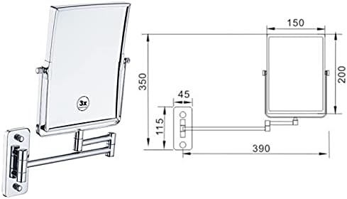 wall mounted dual sided 3x magnifying mirror