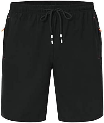 Boys Quick Dry Athletic Running Shorts with Zipper Pockets