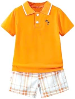 Kids Tween Boy Casual Polo Shirt and Plaid Shorts Set