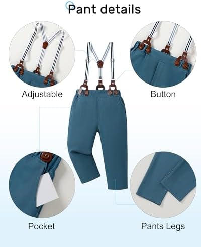 YALLET Toddler Boy bowtie Dress Shirt Suspender PantsShot gun bundle