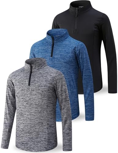 3-Piece Boys Athletic Quarter Zip Pullover Shirts