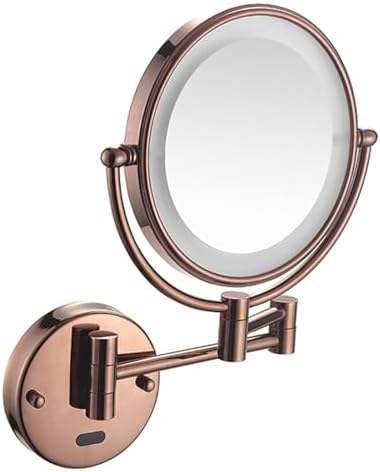 Wall Mounted Lighted Makeup Mirror with Swivel and Extendable Arm