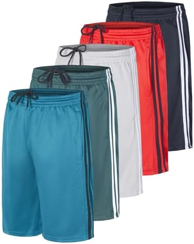 Real Essentials 5 Pack Boys Basketball Shorts with Pockets