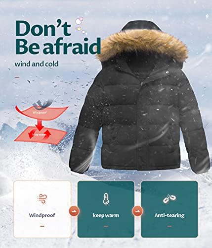 CREATMO US Boys Water Resistant Winter Coat Windbreaker Ski Jacket