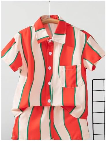 Perfect Boys 2-Piece Outfit Casual Striped Button Down Set