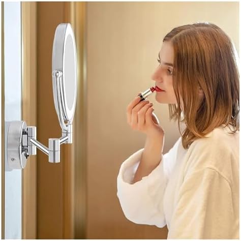 Wall-Mounted Light-Up Makeup Mirror with 360 Swivel and Touch Control