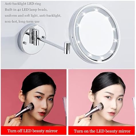 Wall-Mounted Light-Up Makeup Mirror with 360 Swivel and Touch Control