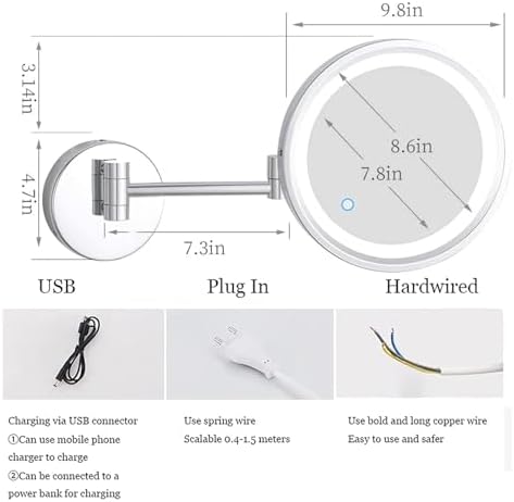 TYCQFCL Lighted Makeup Mirror Rotable Extendable