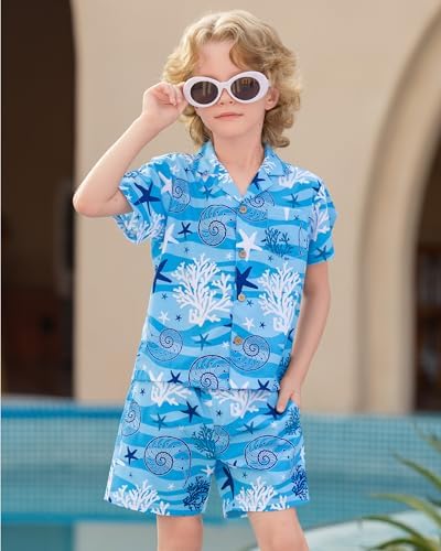Hawaiian Boys Button Down Swim Set