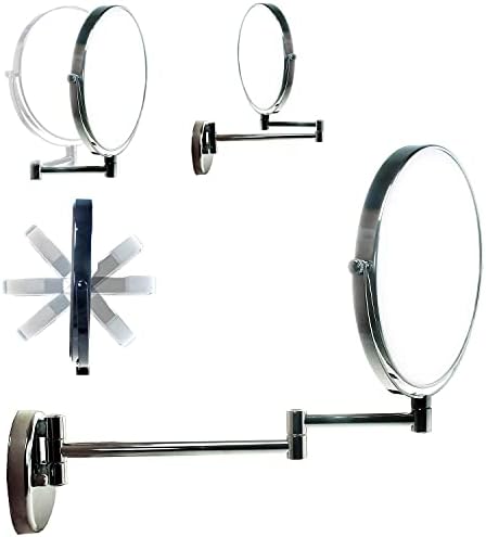 FUDGIO Wall-Mounted Vanity Mirror with Two-Sided Shaving Makeup Features