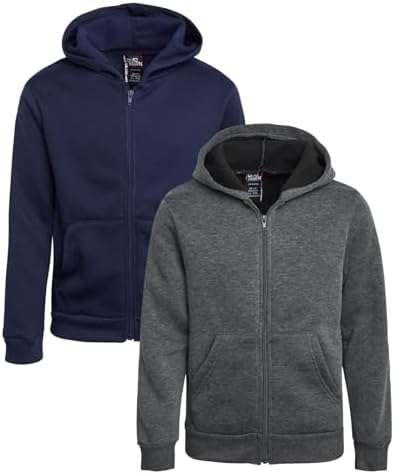 Quad Seven Boys Sweatshirt 2 Pack Fleece Hoodie Full Zip