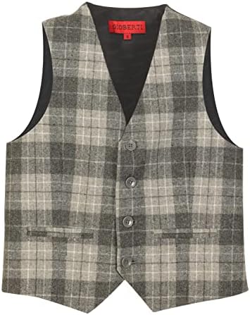 Kids Tweed Plaid Vest Pants Set