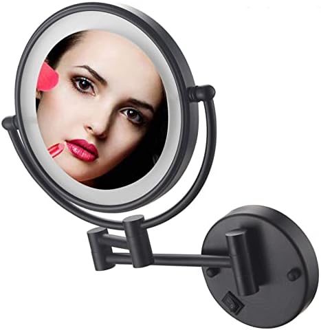10x MakeUp Mirror Swivel Wall-Mounted Dual-Side compact Black Vanity