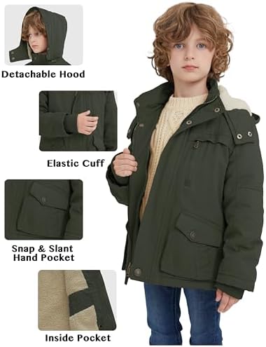 WenVen Boys Winter Thicken Cotton Coat