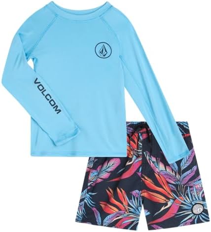 Volcom Boys Rash Guard Set 2 Piece UPF 50 Swimwear