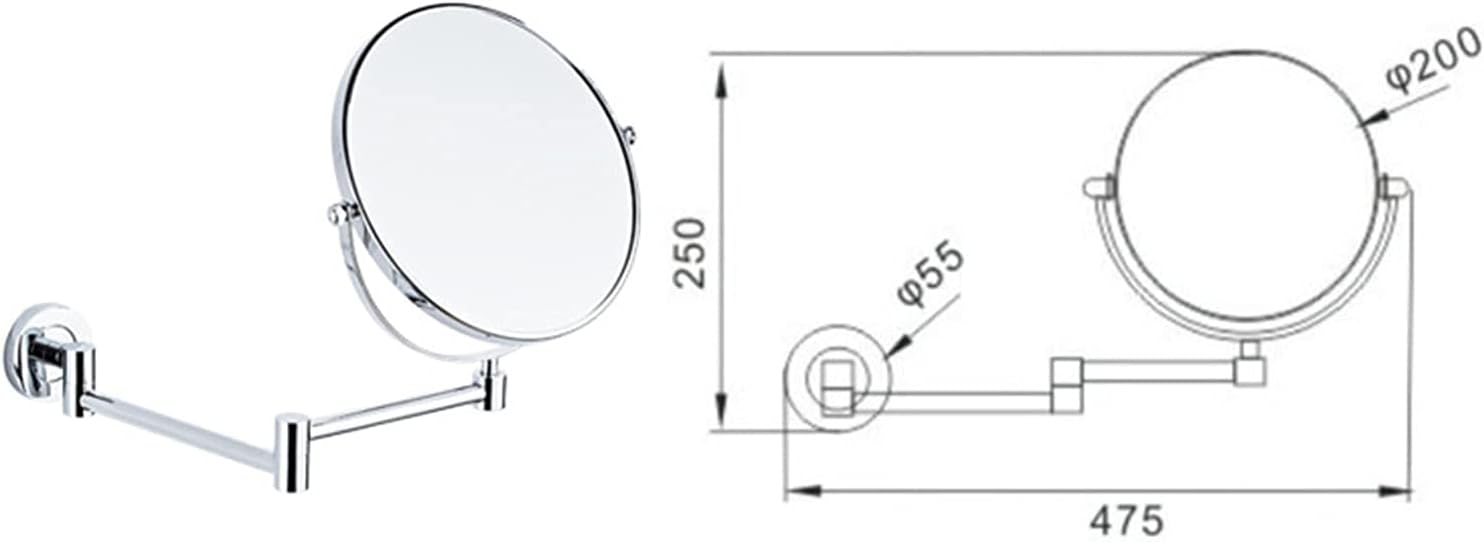 DEIHGE Magnification Wall Mounted Makeup Mirror - Double Sided 360 Swivel Foldable