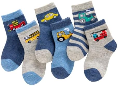 CHUNG Little Big Boys Cotton Socks with Dinosaur Pattern