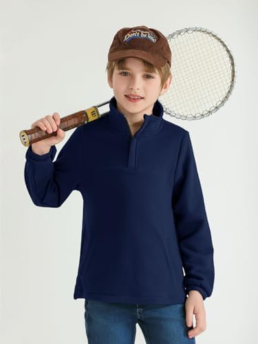 Warm Premium Boys Fleece Lined Quarter Zip Pullover 5-14 Years