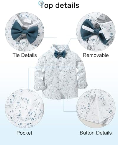 YALLET Toddler Boy bowtie Dress Shirt Suspender PantsShot gun bundle