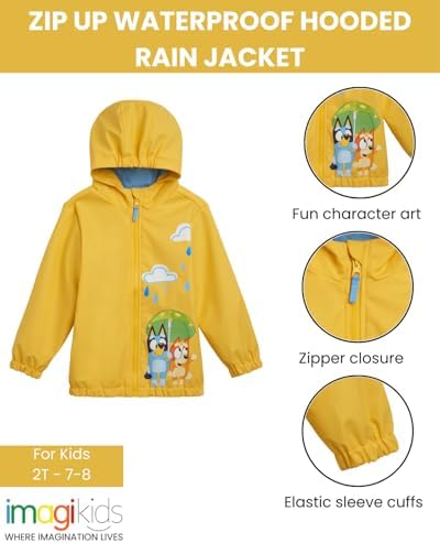 Bluey Yellow Rain Jacket toddler 2T-7-8