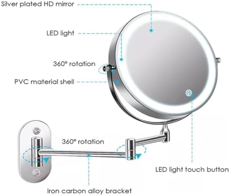 Chic Wall-Mounted Makeup Mirror with LED Light