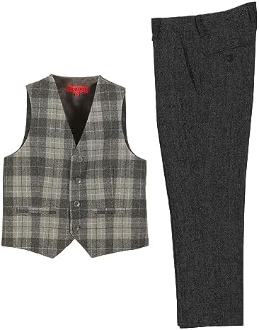 Kids Tweed Plaid Vest Pants Set
