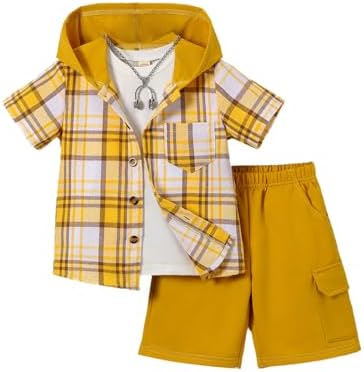 Soft Plaid Graphic T-Shirts Set for Boys