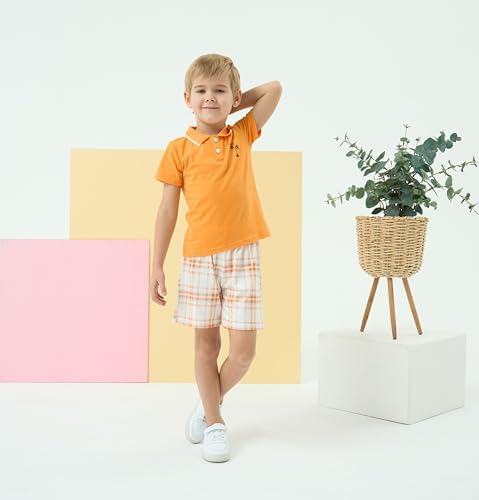Kids Tween Boy Casual Polo Shirt and Plaid Shorts Set