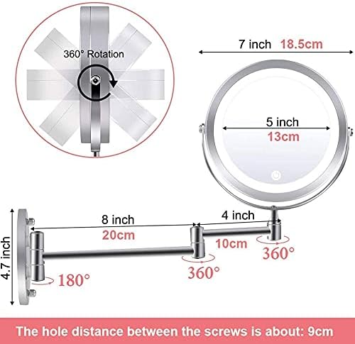 FUDGIO 7-inch Makeup Mirror with 10x Magnification 360-Degree Swivel Rotation