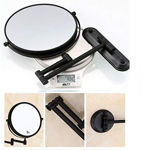 LCARY Two-Sided Wall Mounted Makeup Mirror 3X Magnification 360Swivel Extendable Black