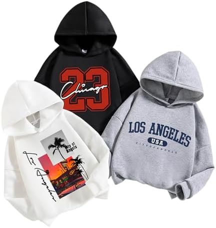Toddler Boys Hoodies 3 Pack Alphabet Print Sweatshirts