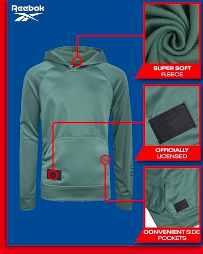 Reebok Boys Sweatshirt Active Fleece Pullover Hoodie