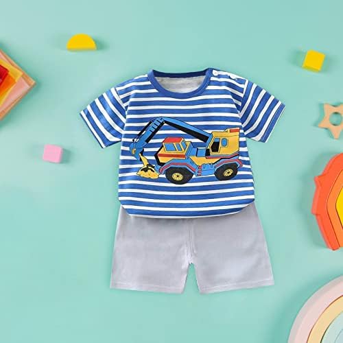 Striped Cartoon Car Boy T-Shirt Shorts Outfit 2025