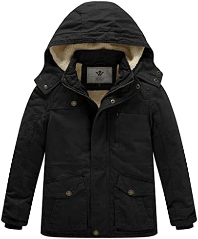 WenVen Boys Winter Thicken Cotton Coat with Sherpa Lining
