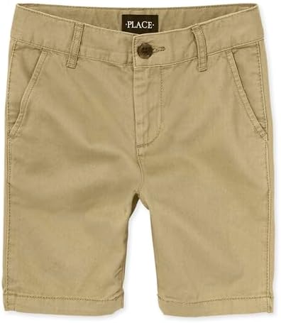 The Childrens Place Boys Stretch Chino Shorts 12 Flax Premium Fit