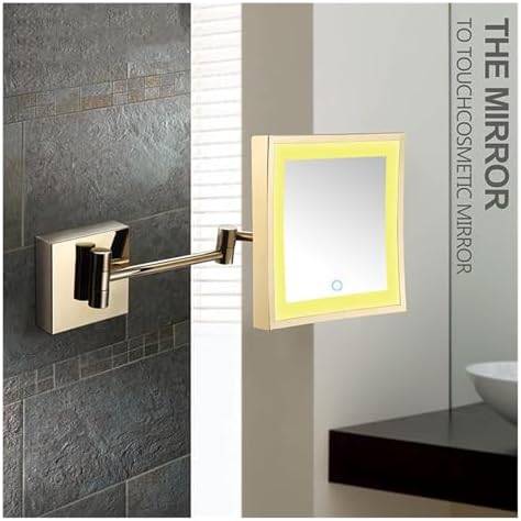 Rose Gold LED Wall Mounted Makeup Mirror with Touch Sensor
