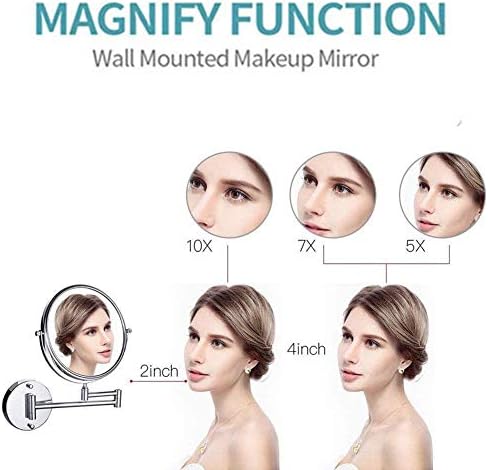 LCARY Wall Mirror with 360 Degree Swivel and Extendable Arm