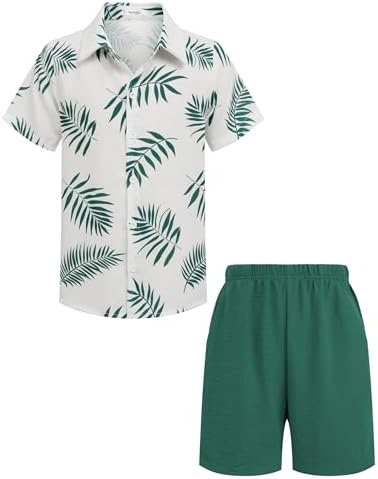 Arshiner Boys 2-Piece Outfit Set Hawaiian Shorts T-Shirt for