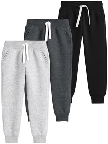 Flygo 3-Pack Comfortable Boys and Girls Jogger sweatpants