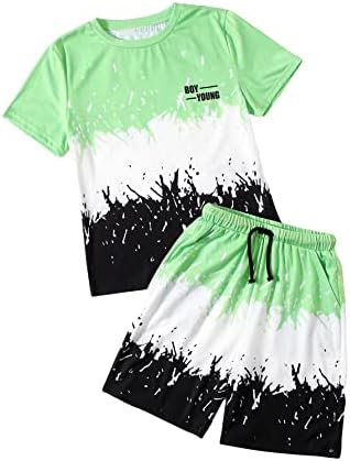 Floerns Boys Reflective Short Sleeve Tee and Track Shorts Set