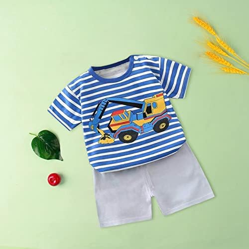 Striped Cartoon Car Boy T-Shirt Shorts Outfit 2025